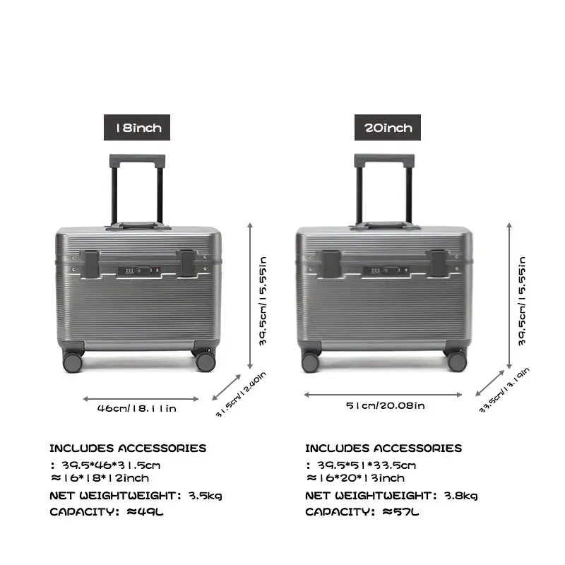 valise à roulettes bunnyfly 18" en alliage d'aluminium, valise de pilote pour appareil photo, sac de transport pour équipement photographique avec roues
