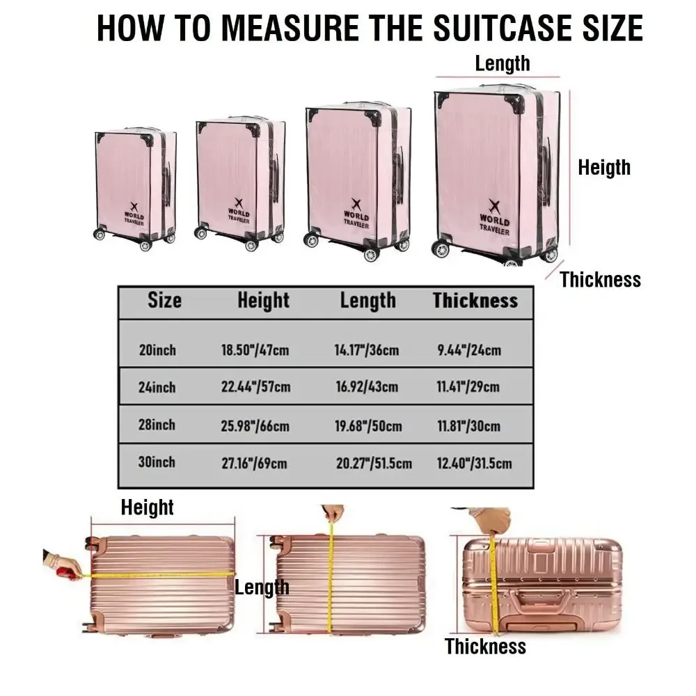 housse de protection transparente en pvc pour bagages, accessoires de voyage, housses de rangement imperméables, housses de valise durables et anti-poussière