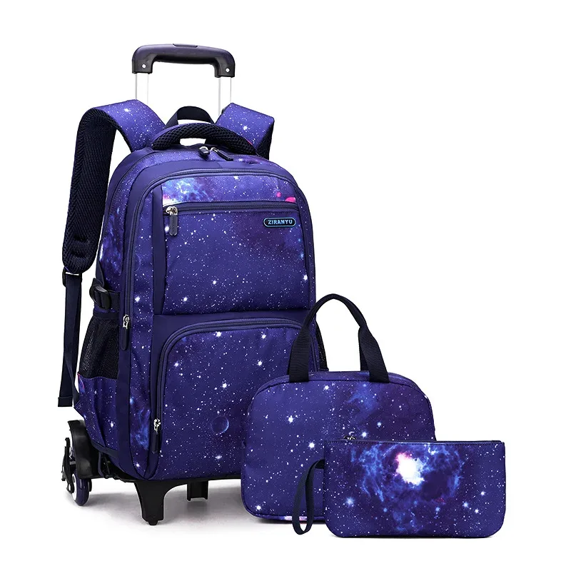avec boîte à déjeuner chariot sacs d'école sac à dos roulant pour garçons sac à roulettes bagage à main pour enfants sac de lycée primaire