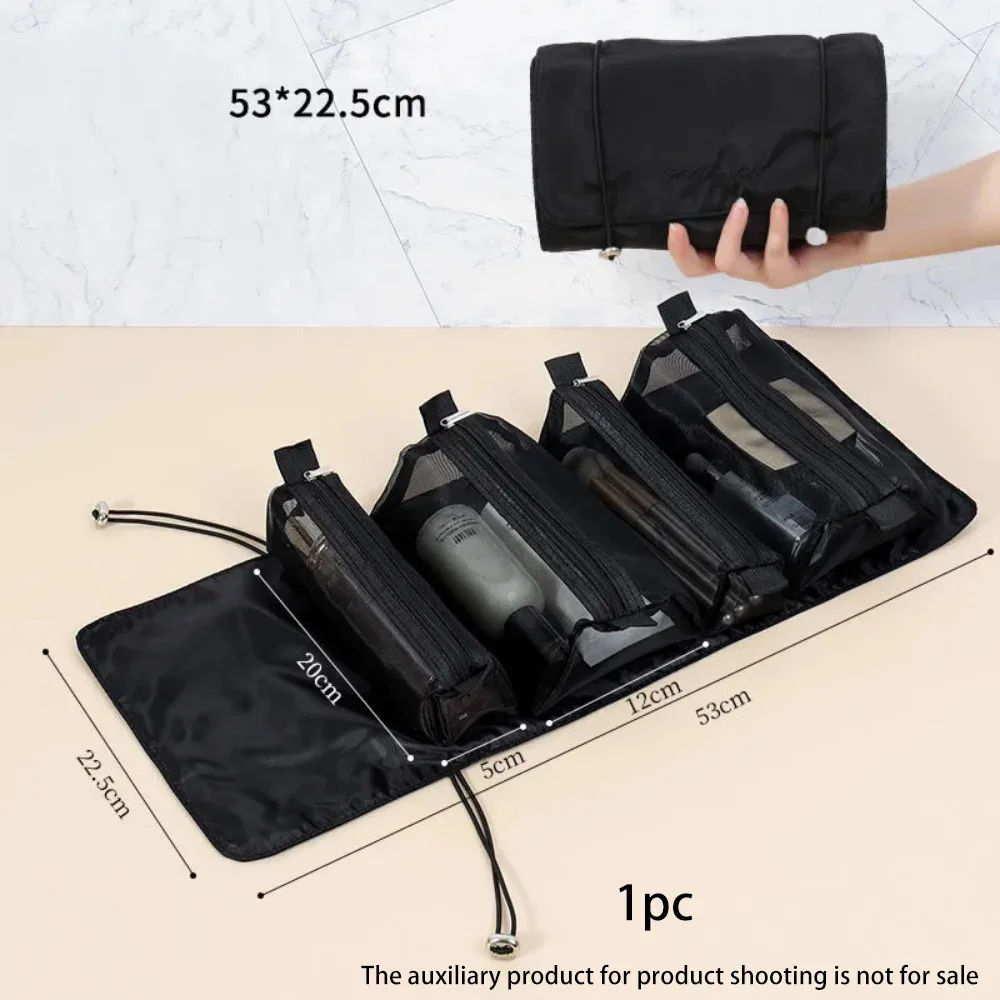 sac de maquillage fendu, trousse de toilette de voyage, trousse de maquillage de voyage, sac de rangement de voyage portable multifonctionnel