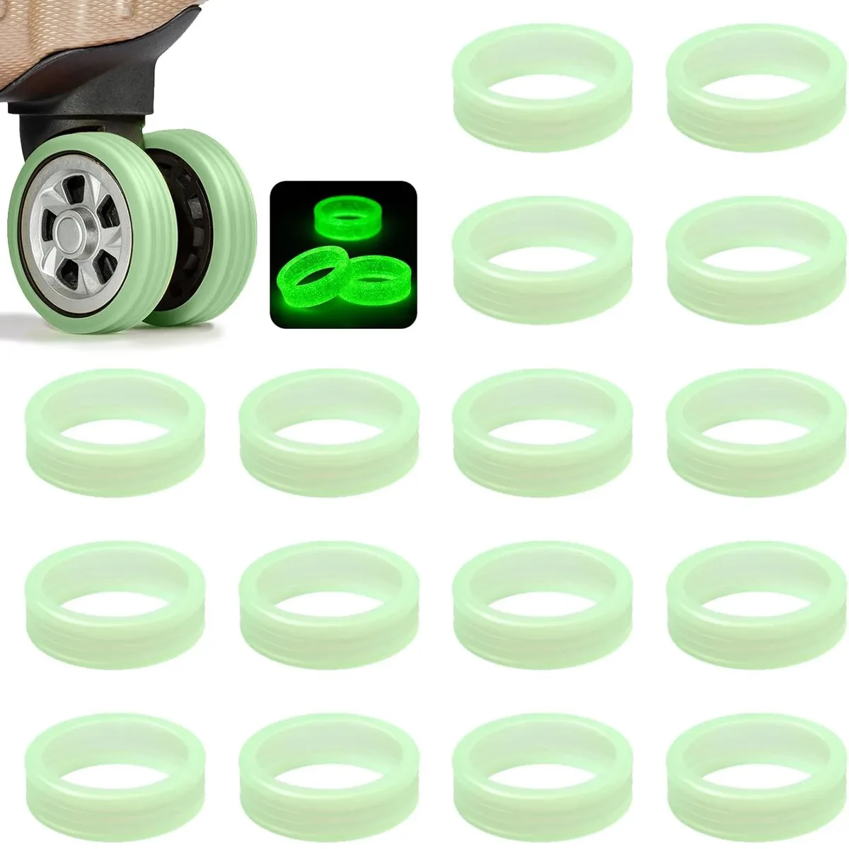 housse de protection lumineuse pour roues de bagages, en silicone, anti-bruit, pour valise, spinner, accessoires pour bagages, 4 à 32 pièces