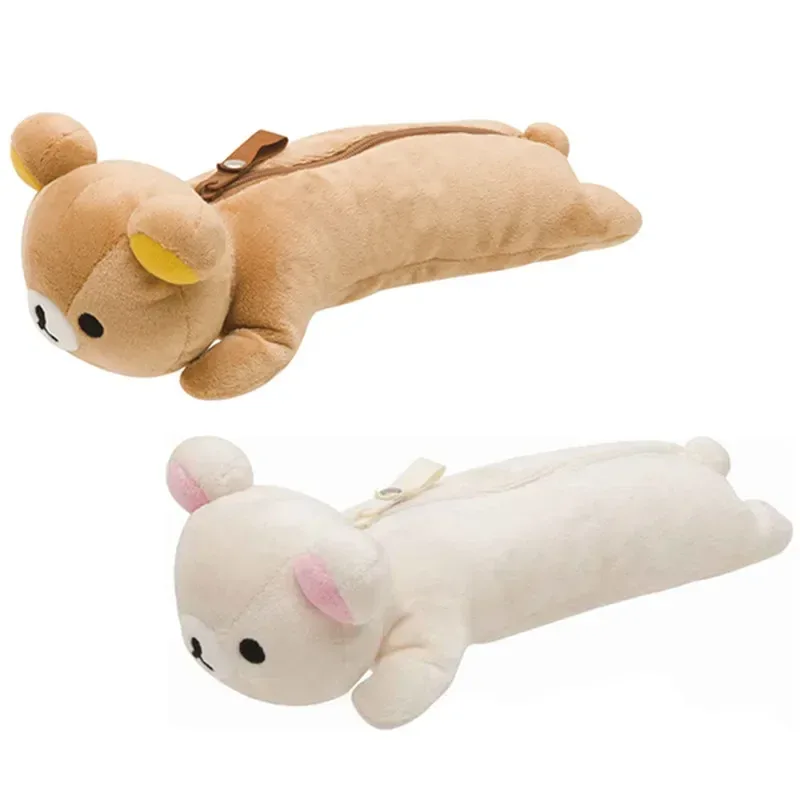 kawaii rilakkuma étuis à crayons en peluche pour filles enfants école korilakkuma ours anime mignon trousse à crayons pochette organisateur stylo sac