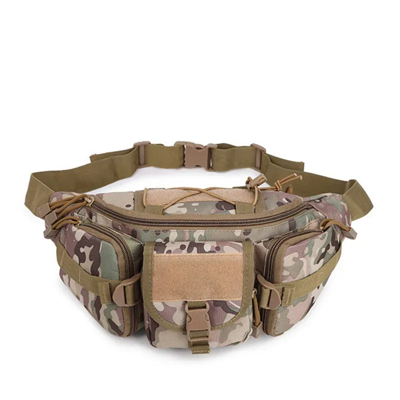 sac banane tactique imperméable pour homme, en nylon, camouflage molle, pour la chasse, la randonnée, l'escalade, sacoche de combat pour téléphone portable