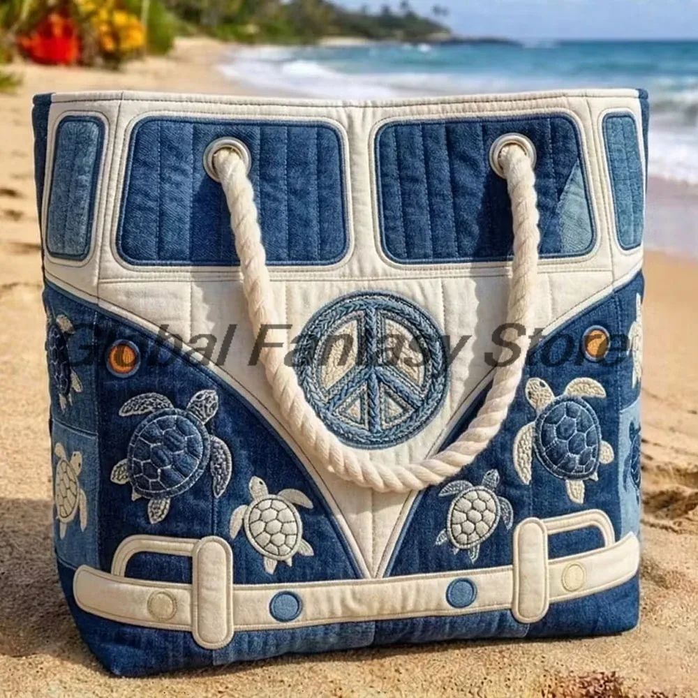 sac de plage matelassé style hippie vintage, sac à bandoulière bohème avec imprimé floral et signe de la paix, sac à main quotidien pour hommes et femmes, sac de shopping