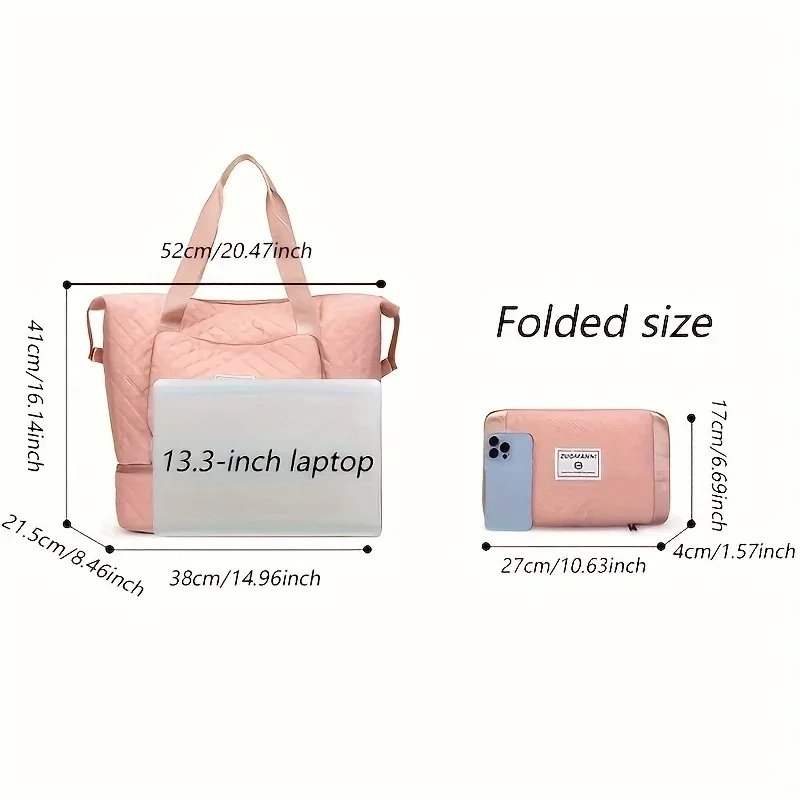 sac de voyage de grande capacité pour femmes, léger, motif argyle, sac de nuit pour week-end, sac de rangement épais pour salle de sport