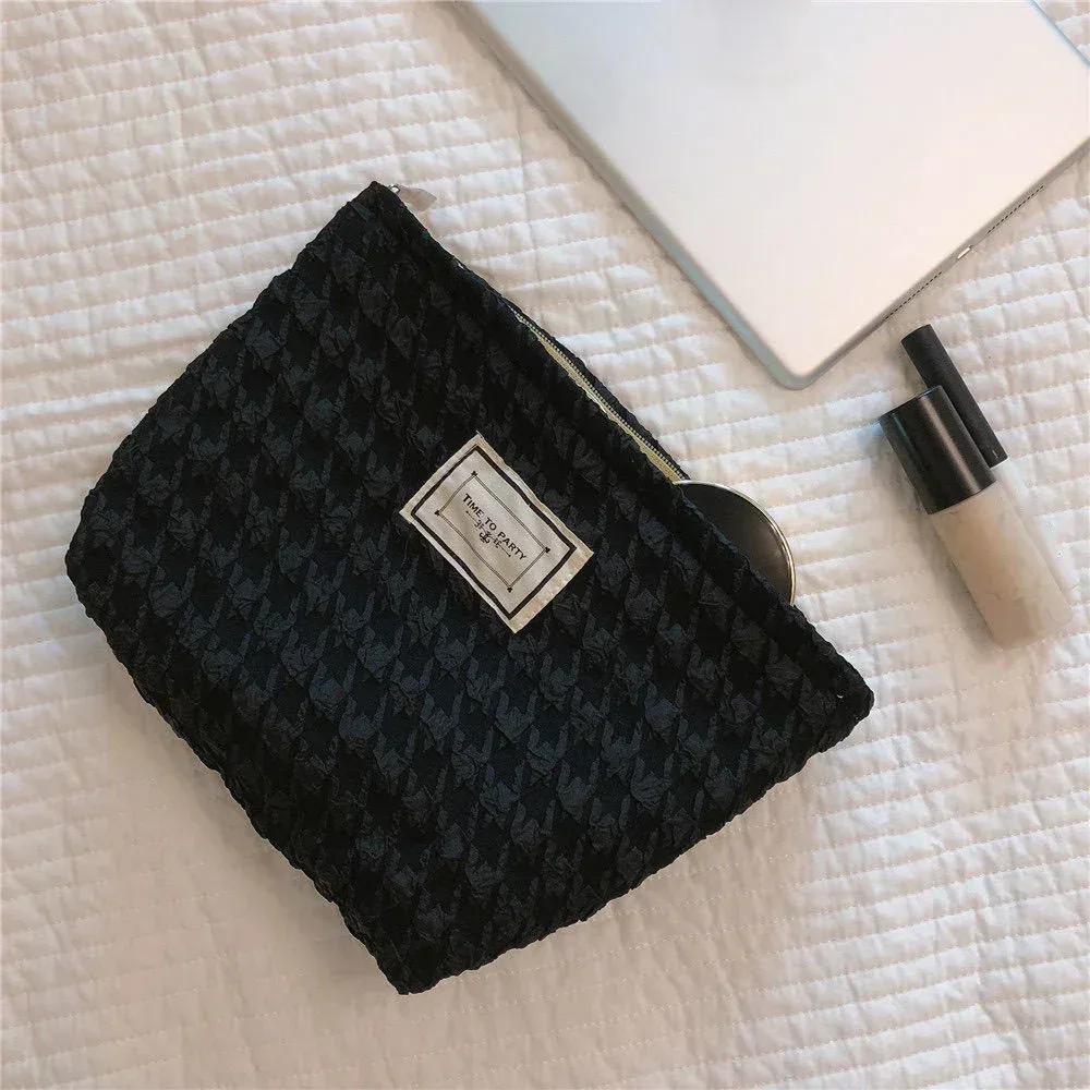 trousse de maquillage florale en toile pour femme, grands sacs à cosmétiques, poudres, grande capacité, sacs de rangement de voyage, pochette simple pour femme