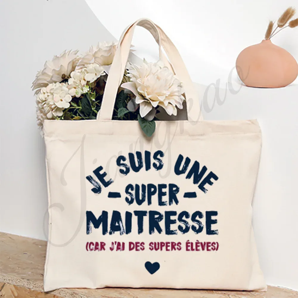 merci enseignant français impression femmes sac à bandoulière toile sacs à provisions femmes sacs à main sac fourre-tout réutilisable meilleurs cadeaux pour maitresse