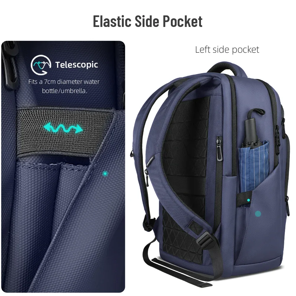 sac à dos de voyage d'affaires hk pour hommes, imperméable, sac à dos pour ordinateur portable de 17,3 pouces avec port usb, sac à dos décontracté pour le travail, l'université, sac pour ordinateur