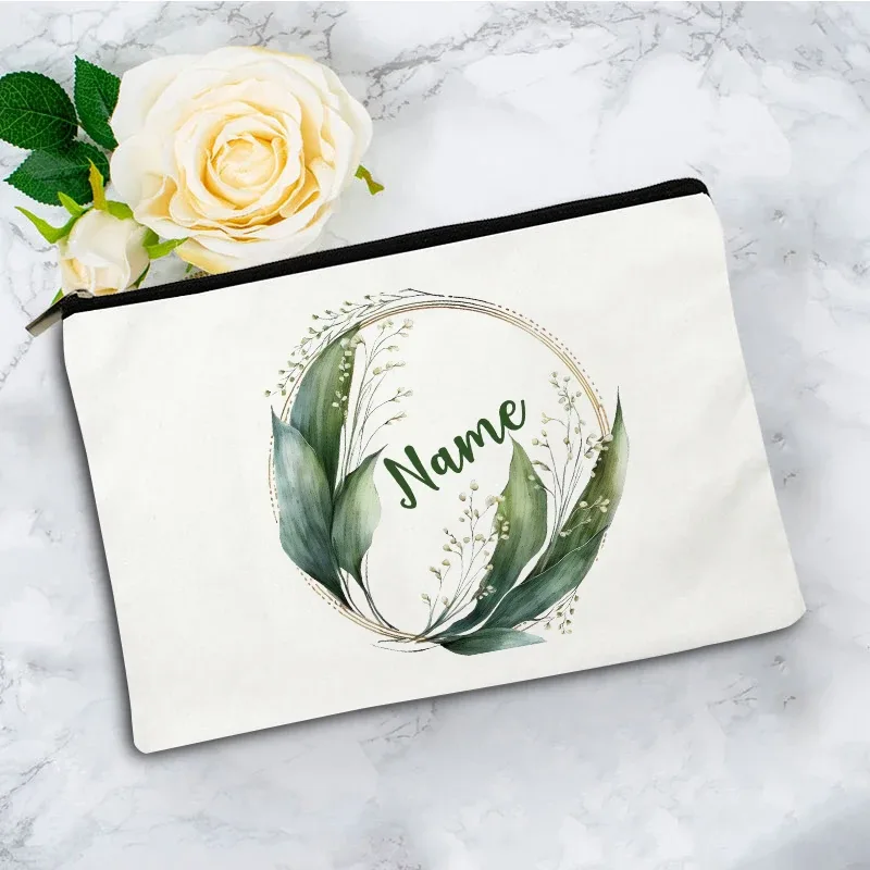 pochette zippée à motif floral pour femme, sac de voyage, organisateur en toile, trousse de maquillage, cadeau pour enseignant avec nom personnalisé lady f