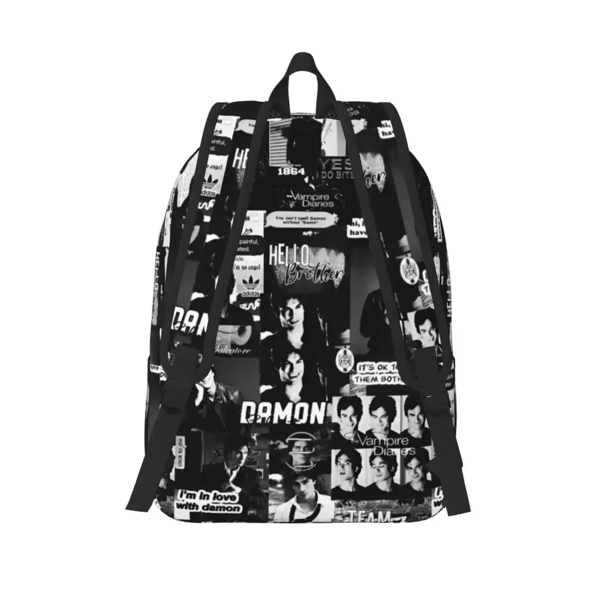 sac à dos en toile the vampire diaries pour hommes et femmes, sac à dos décontracté, série télévisée, extérieur, lycée, affaires, collège, damon salvatore