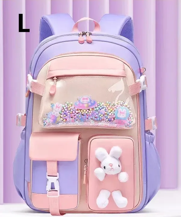 sac à dos lapin mignon pour adolescentes, cartable de dessin animé pour filles du primaire, sac à dos de voyage de 2 tailles pour les classes 1 à 9