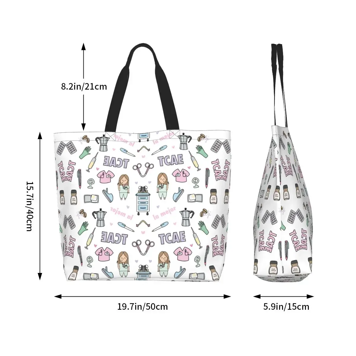 dessin animé médecin infirmière enfermera en apuros sacs d'épicerie grande capacité esthétique merch pour femme rue sac à bandoulière