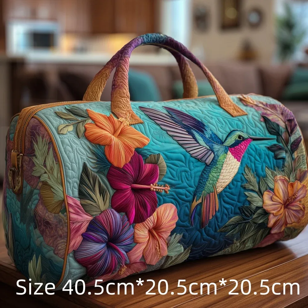 sac de voyage matelassé 3d vintage tendance, imprimé floral oiseau cardinal, sac de week-end, de sport ou de plage durable, sac fourre-tout pour femme