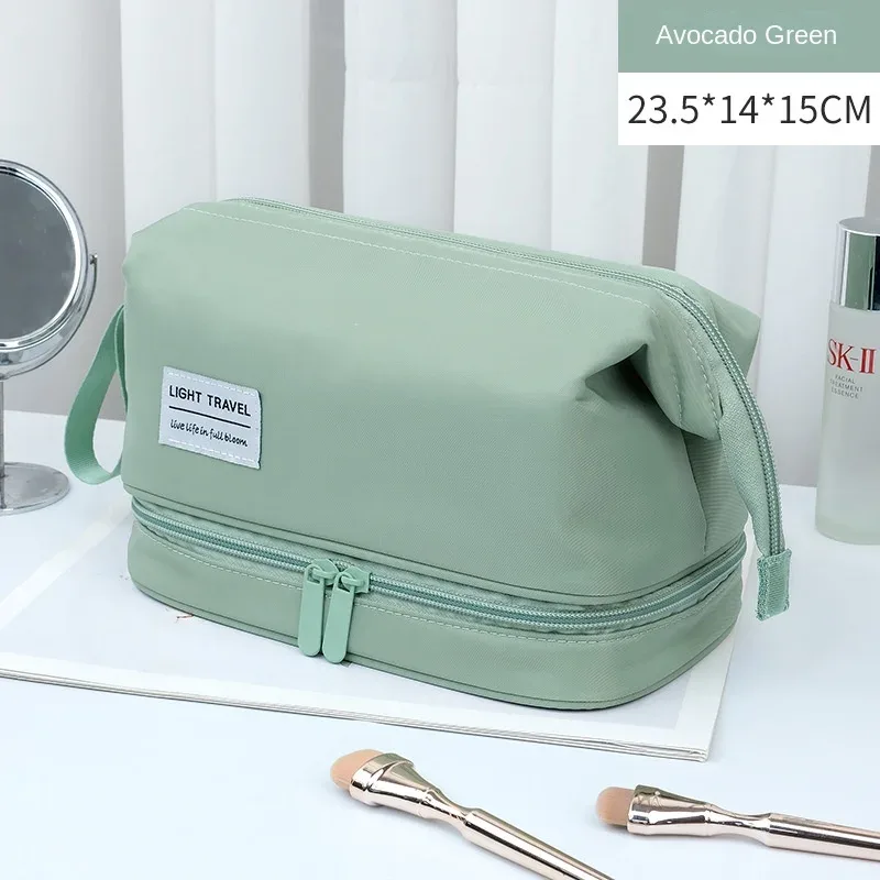 trousse de toilette de grande capacité, à double compartiment, organisateur de maquillage, trousse de voyage, accessoires de voyage portables.