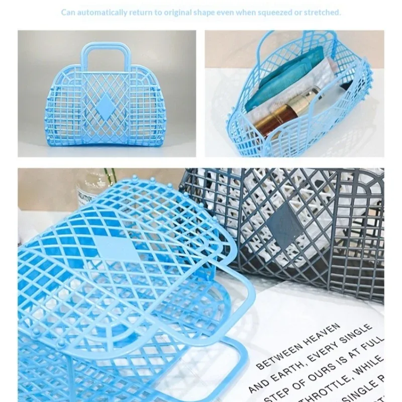 panier de douche amovible en plastique, sac de rangement creux pour salle de bain, panier de rangement pour la maison, sac de plage d'été