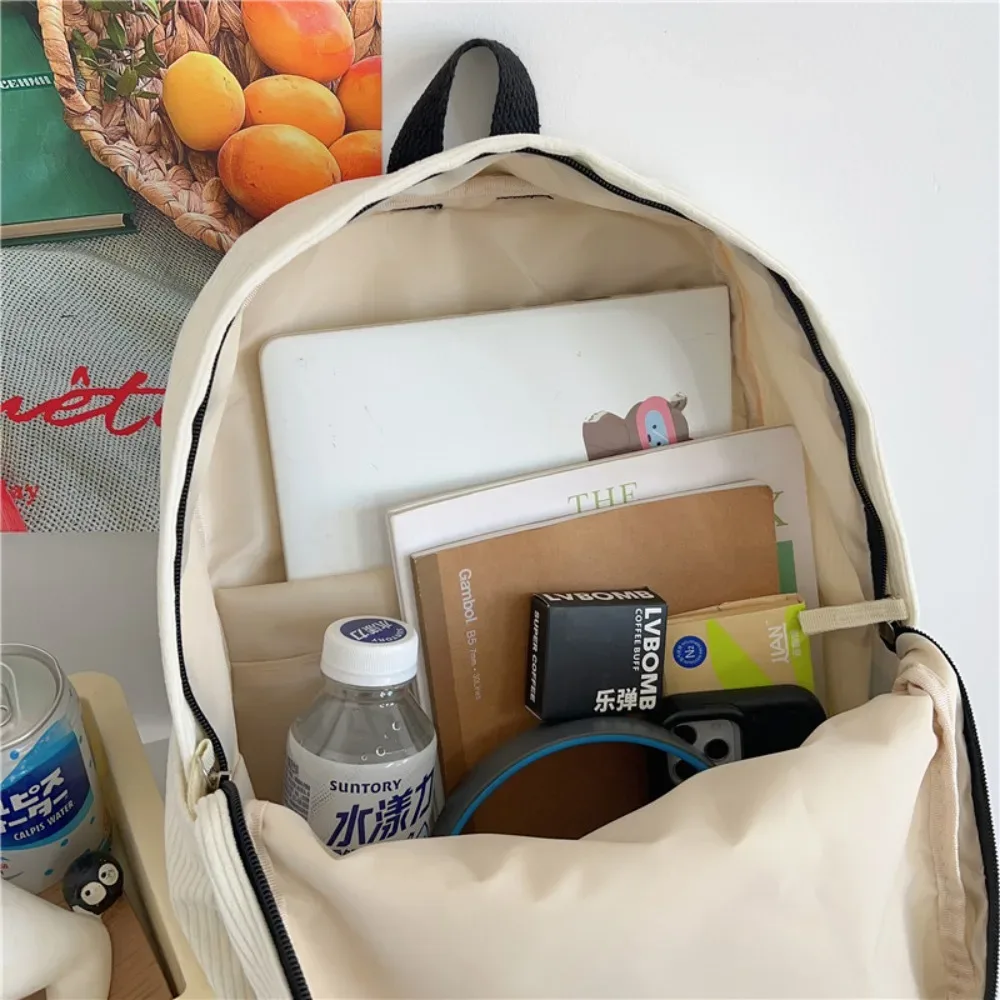 sac à dos coréen y2k harajuku en velours côtelé avec patch étoile noir et blanc, style gothique, poupée tête de mort, mignon, streetwear japonais, pour étudiantes et adolescentes
