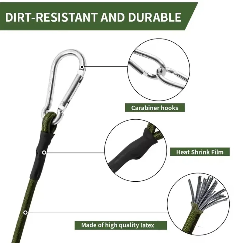 corde élastique robuste et durable pour l'extérieur, 30cm-210cm, sangle de chargement de 7mm d'épaisseur, fixation de sangle de bagage