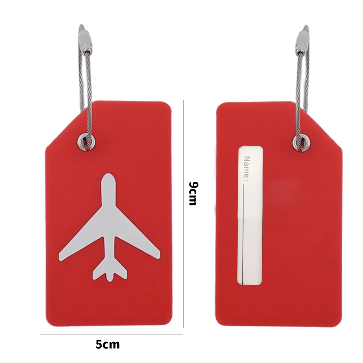étiquettes de bagages en silicone pour valises, accessoires de voyage, porte-carte d'identité, boucle en acier inoxydable, identifiant de bagages, 1/5 pièces