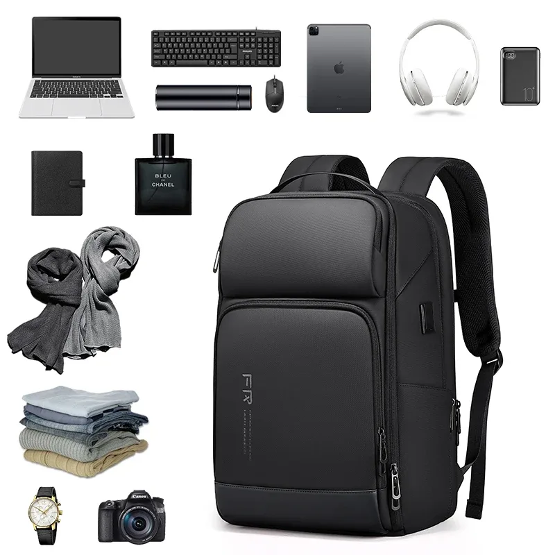 fenruien-sacs à dos d'affaires étanches pour hommes, chargement usb, convient pour ordinateur portable 15.6 pouces, voyage, grande capacité, 35l