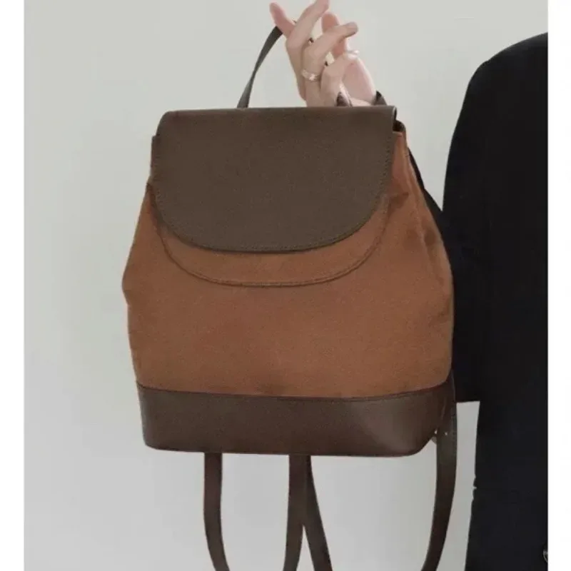 sac à dos de loisirs en cuir suédé et cuir de vache pour femme, sac de voyage double initié, rose et marron, qualité supérieure, femme, hiver 256