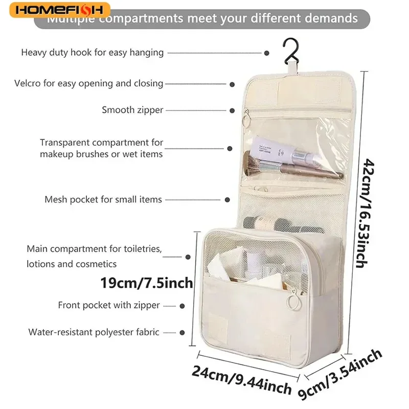 sac de toilette multi-usages homefish, sac de rangement portable pour cosmétiques, sac à main pour les voyages