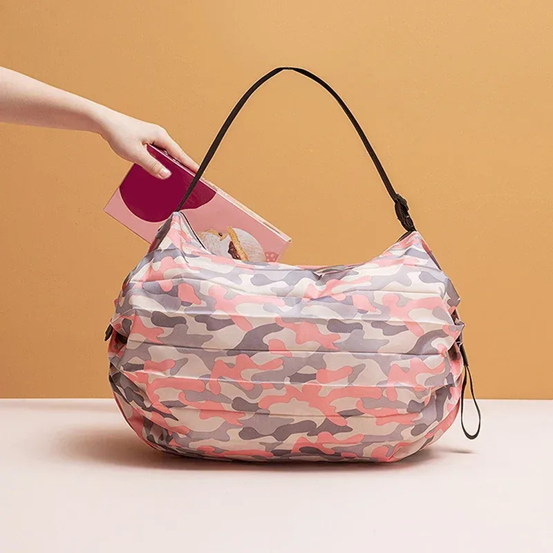 sac de rangement pliable camouflage avec poignée, sac de voyage portable de grande capacité, sac de courses écologique pour l'extérieur