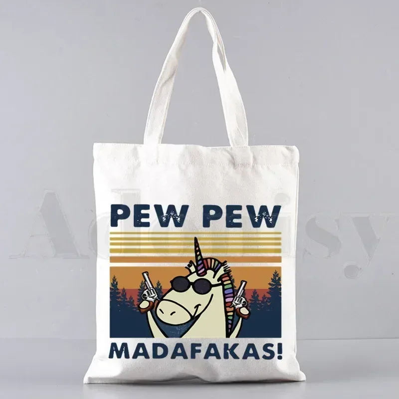 pew pew madafakas sac fourre-tout unisexe sacs en toile sacs à provisions imprimé sac à bandoulière décontracté pliable