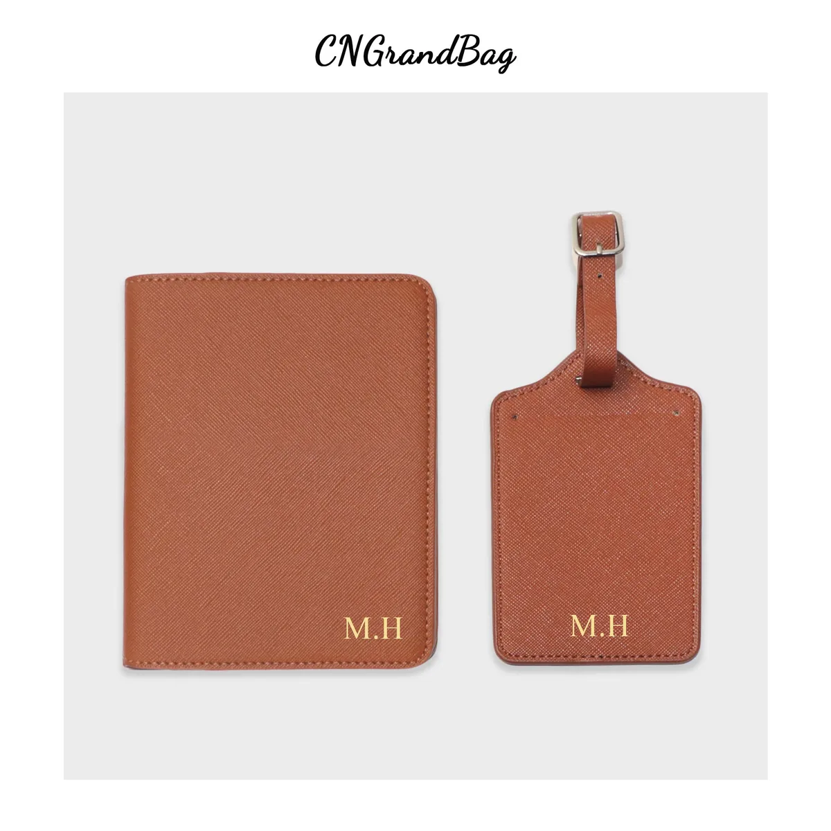 portedocuments étiquettes bagages personnalisables initiales dorées texture douce organisation documents identification bagages cuir véritable saffiano pu voyage accessoires