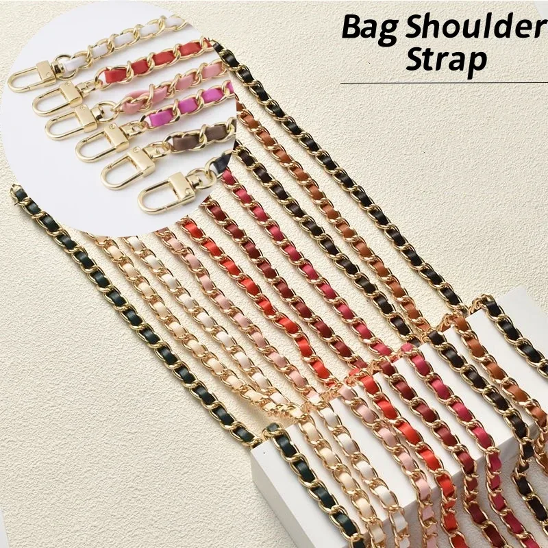 Sangle de sac à bandoulière en cuir PU de 60 cm avec chaîne métallique, pour femme, tendance, compatible avec toutes les coques de téléphone, sangle en cuir polyvalente pour sac à main