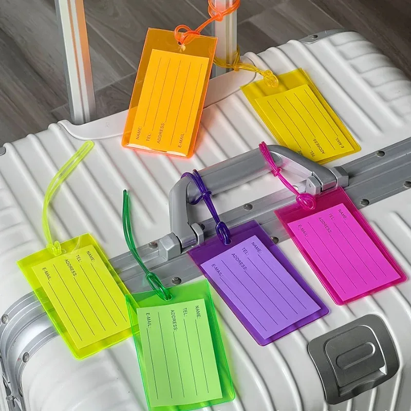 porte-étiquette de bagage coloré structurels ent en pvc, porte-carte d'embarquement, étiquette de voyage, couverture de carte d'avion, étiquettes volantes anti-perte