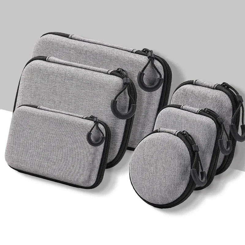mini sac de rangement de produits numériques gris, casque portable, câble de données usb, chargeur, étui de rangement en u stick, étui de protection antichoc