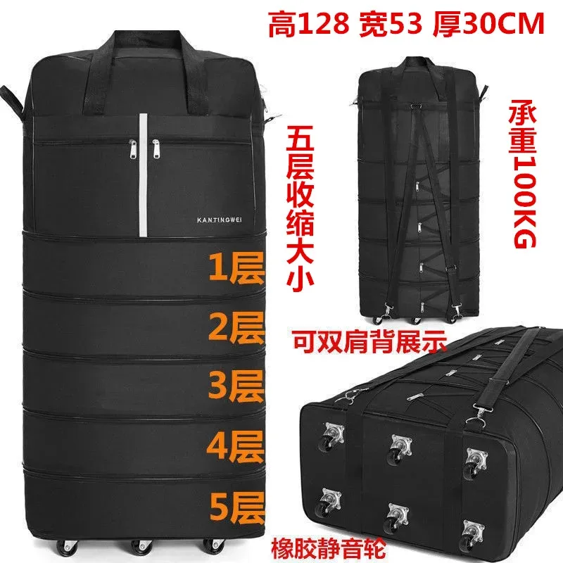 sac à bagages de voyage à air vérifié, roue universelle pliable, rangement mobile, oxford, cubes d'emballage étanches