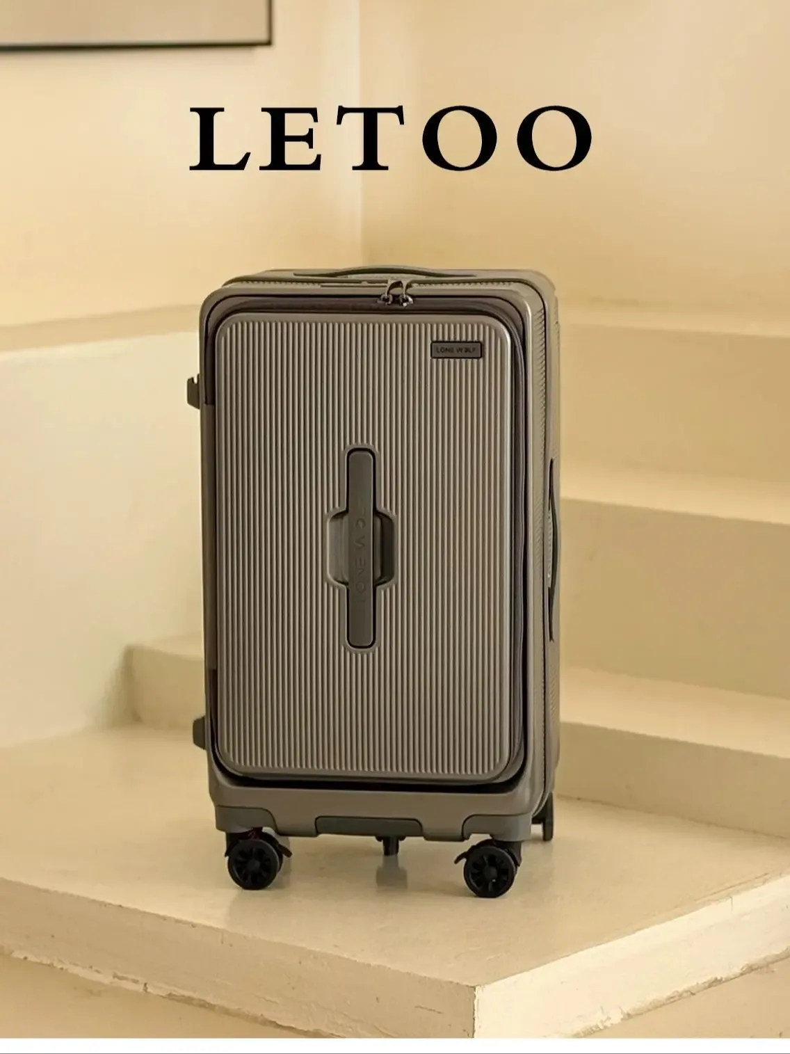 valise roulettes toupie matériau pc couleur gris ligne verticale compartiments intérieur beige usage voyage business voyage