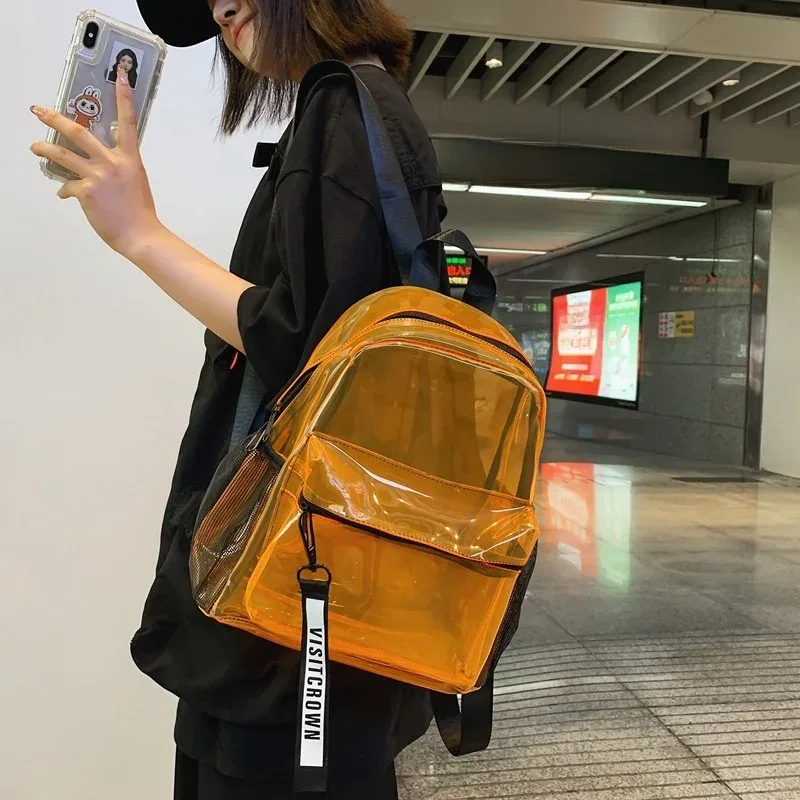 sac à dos transparent en gelée, sac de plage décontracté, sac à bandoulière double polyvalent pour les élèves du collège et du lycée et les étudiants de l'université