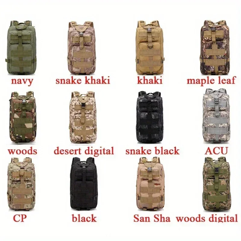 sac dos nylon tactique camouflage vert kaki doré gris noir bleu marron beige 30l extérieur sport chasse randonnée