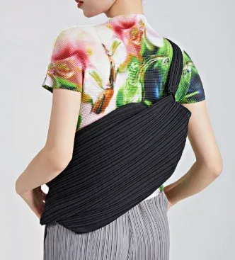 sac bandoulière miyake japonais décontracté et sportif, plissé, style gyoza, pour hommes et femmes, avec grande capacité et fermeture éclair simple -- sans étiquette