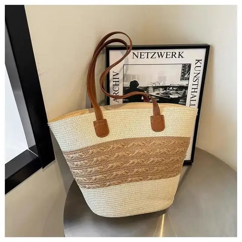 sac à bandoulière en paille inswind pour femmes, grande capacité, pour la plage, les voyages, les vacances, l'usage quotidien, le shopping, les trajets domicile-travail et les courts séjours