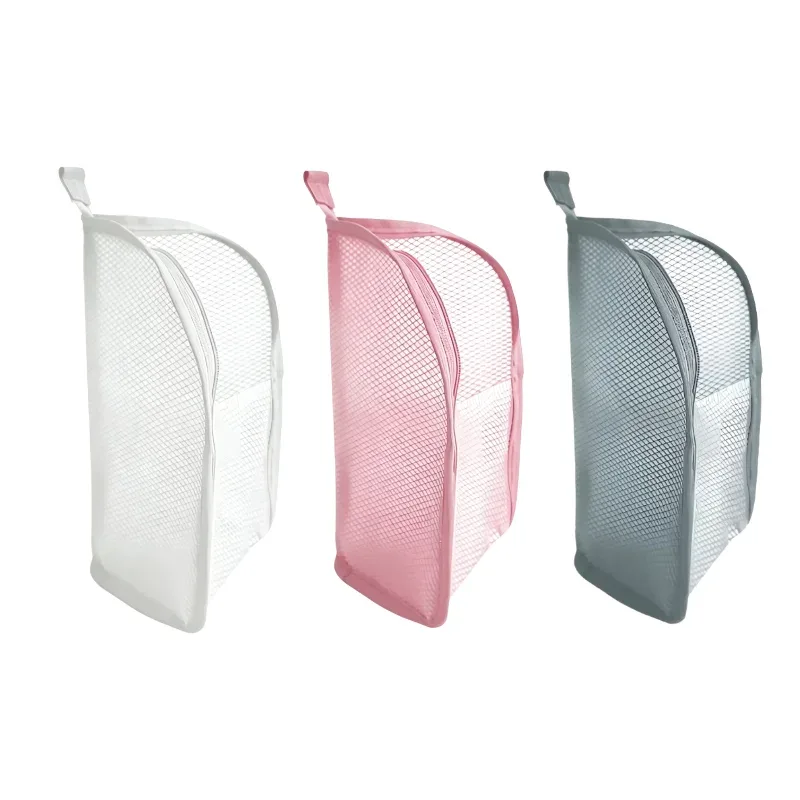 trousse de toilette portable en maille, organisateur de voyage suspendu léger et pliable transparent pour brosse à dents et articles de voyage