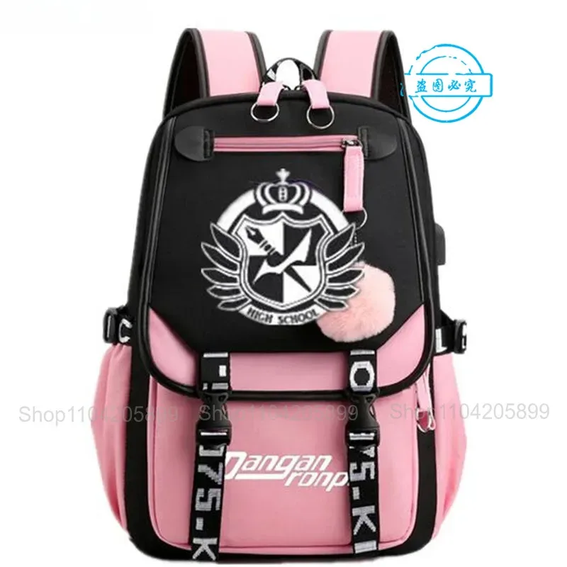 sac à dos danganronpa anime mochila, sac d'école pour étudiants, sac de voyage avec port usb, sacoche décontractée pour ordinateur portable, grand sac messager, cadeau