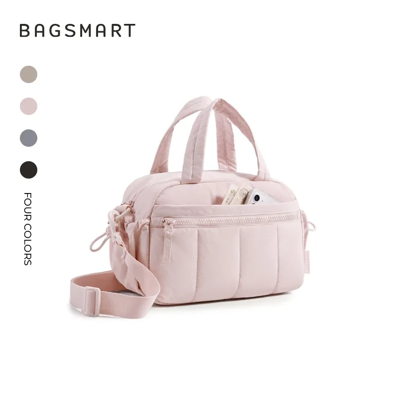 sac voyage polyester noir pochette bandoulière poignée supérieure poches zippées latérales avant usage week-end loisirs étudiants femmes