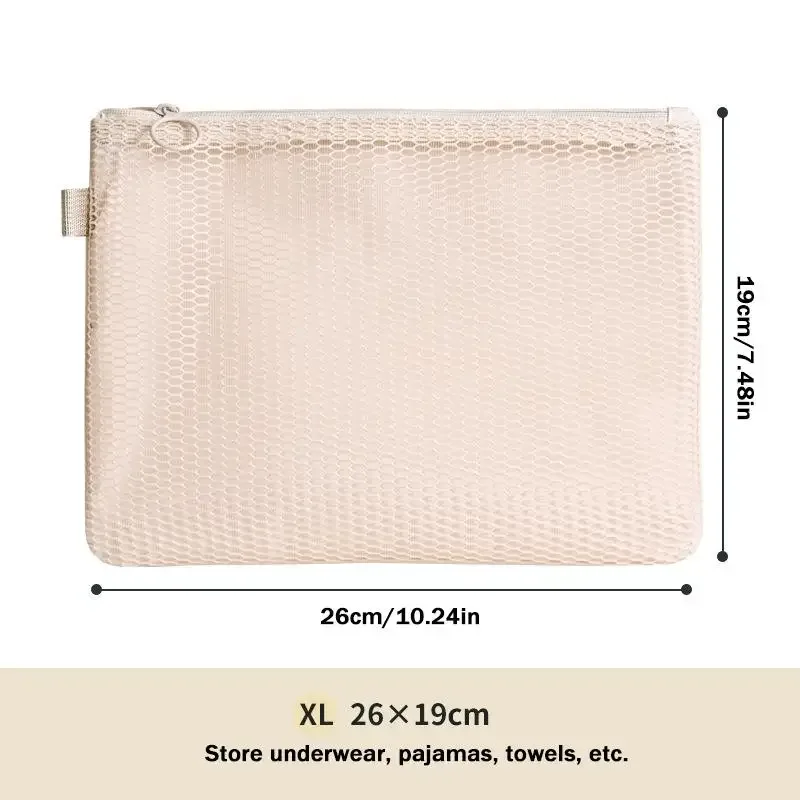 trousse de toilette portable transparente en maille grande capacité, pochette cosmétique en filet pour le rangement du maquillage en voyage pour femmes