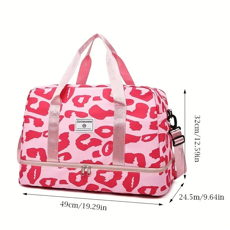 sac de voyage en nylon grande capacité avec imprimé animal, sac de sport et de gym, sac de rangement portable, sac de week-end pour femme