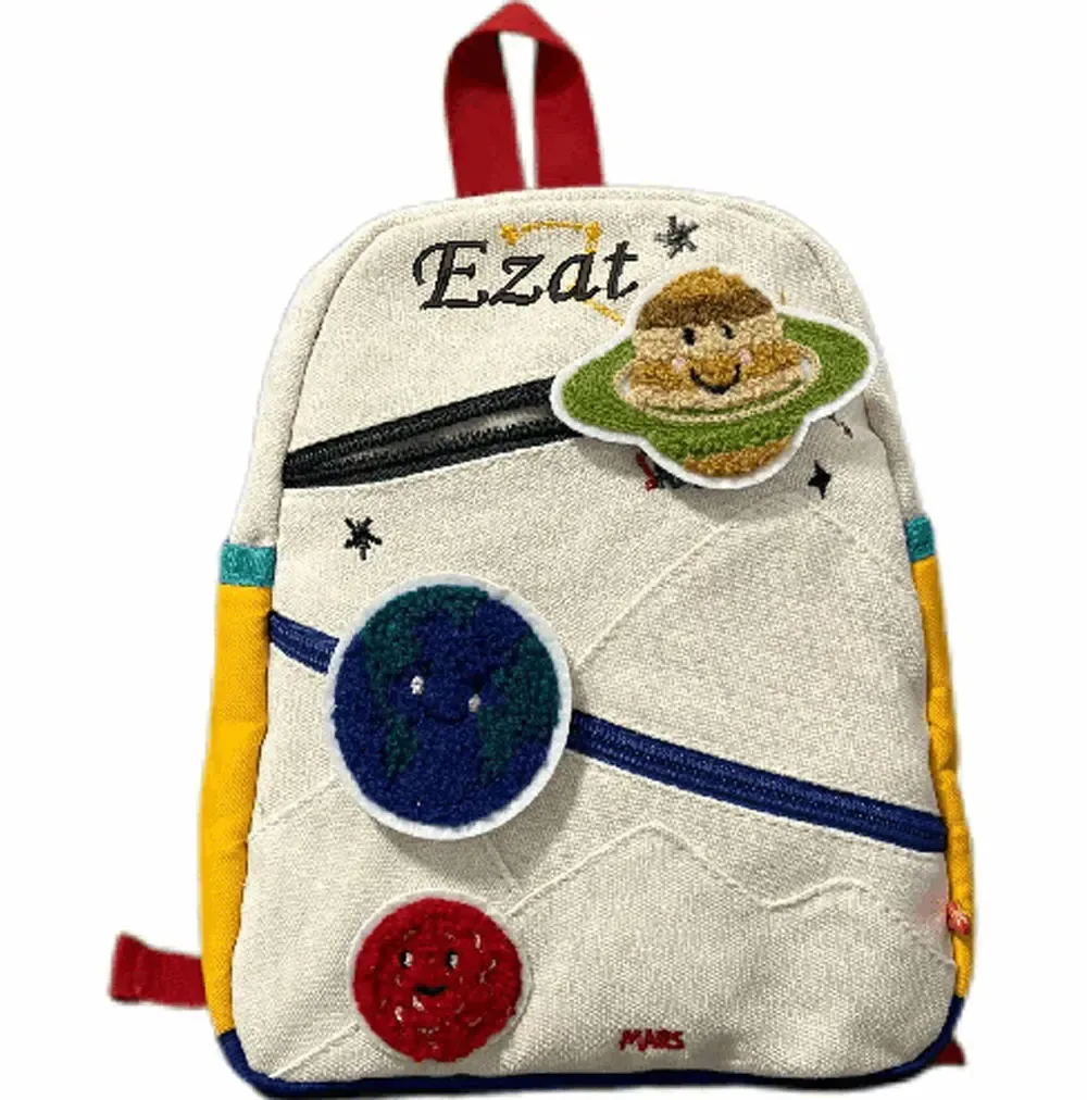 sac à dos planète personnalisé, design coloré, nom unique personnalisé pour garçons et filles, trois fermetures éclair lisses, sacs à bandoulière d'extérieur
