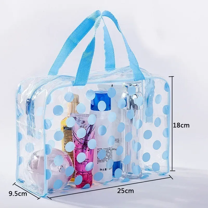sac à cosmétiques mode dot femmes voyage transparent pvc imperméable neceser sacs de maquillage pochette de maquillage lavage trousse de toilette fourre-tout étui