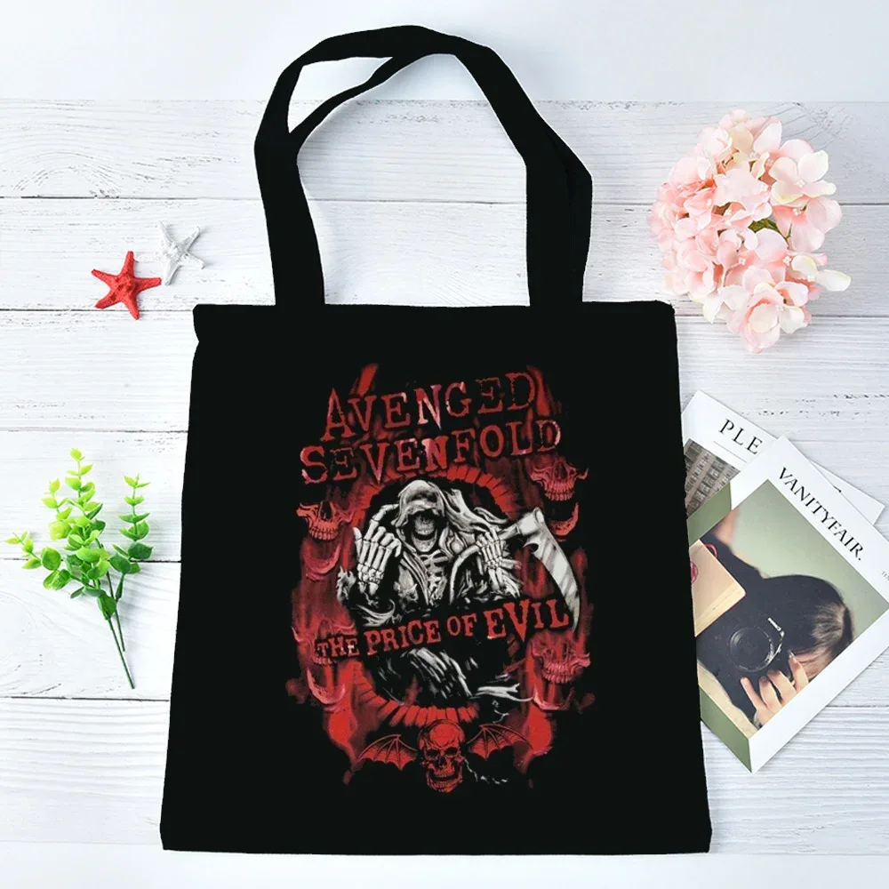 sac fourre-tout avenged sevenfold réutilisable personnalisable, sac à bandoulière, cabas pliable pour femme