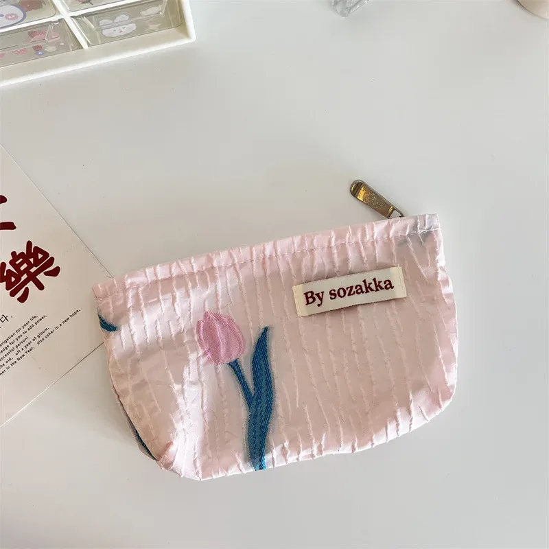 trousse de maquillage à fermeture éclair pour femmes, nouveaux sacs à cosmétiques, organiseurs, instituts floraux, stockage de poudres, trousse de maquillage, voyage