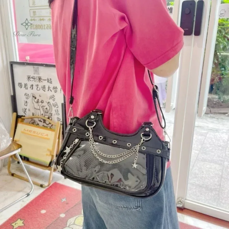 y2k mode femmes sac à bandoulière mignon doux ita sac lolita filles poche transparente bricolage affichage sac à main mode sous les bras sac à main