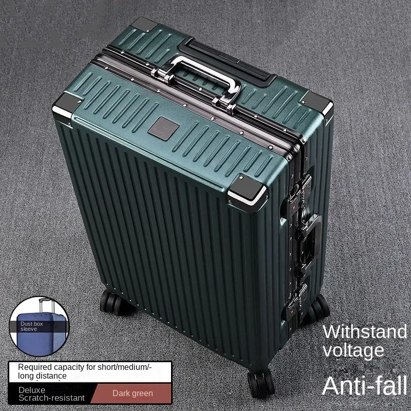 valise à cadre en aluminium, grande capacité, robuste et durable, avec serrure à combinaison, bagage cabine en pc épaissi, 20/22/24/26/28 pouces