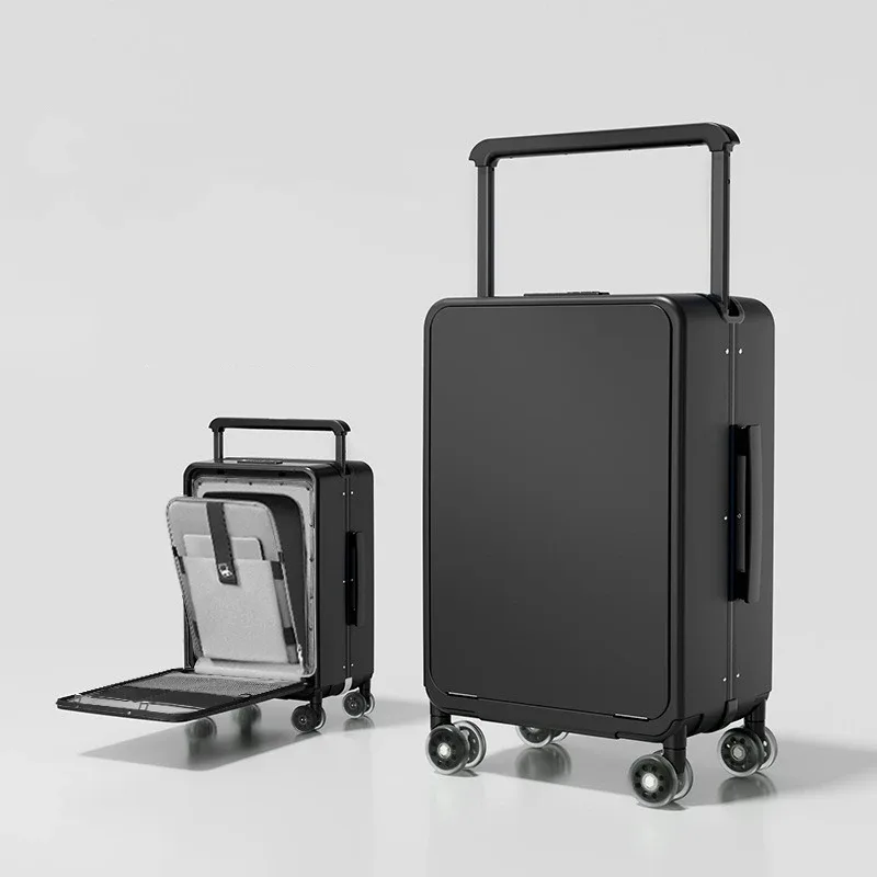 valise de voyage avec poche avant pour ordinateur portable, poignée large, bagage cabine 20'' pour homme, valise trolley 24'' pour femme avec cadre en aluminium pour pc
