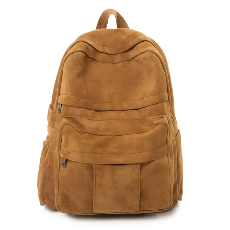 sac à dos vintage en daim, sac à dos décontracté multi-poches, sac à dos rétro pour ordinateur portable et école, pour le collège